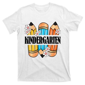 Kindergarten Pencil And Flower Back To School Graphic T-Shirt