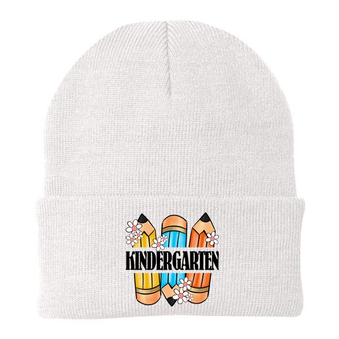 Kindergarten Pencil And Flower Back To School Graphic Knit Cap Winter Beanie