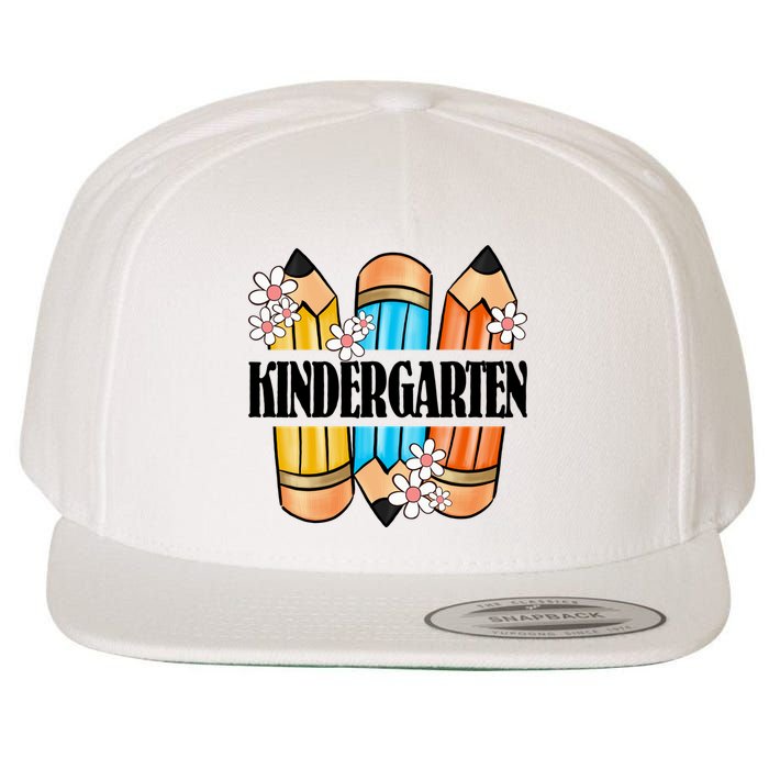 Kindergarten Pencil And Flower Back To School Graphic Wool Snapback Cap