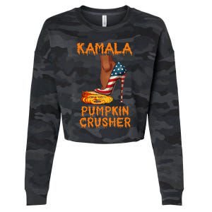 Kamala Pumpkin Crusher Funny Election Halloween Cropped Pullover Crew