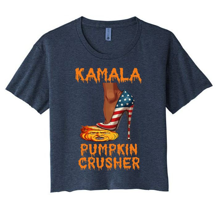 Kamala Pumpkin Crusher Funny Election Halloween Women's Crop Top Tee