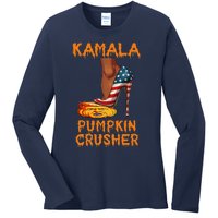 Kamala Pumpkin Crusher Funny Election Halloween Ladies Long Sleeve Shirt