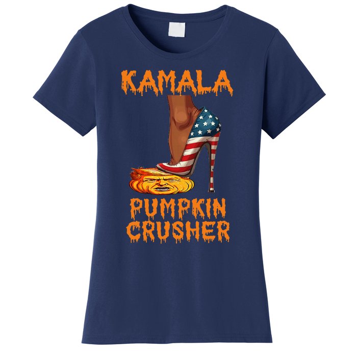 Kamala Pumpkin Crusher Funny Election Halloween Women's T-Shirt