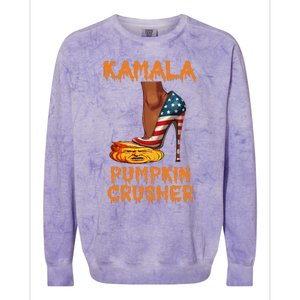 Kamala Pumpkin Crusher Funny Election Halloween Colorblast Crewneck Sweatshirt