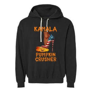 Kamala Pumpkin Crusher Funny Election Halloween Garment-Dyed Fleece Hoodie