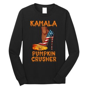 Kamala Pumpkin Crusher Funny Election Halloween Long Sleeve Shirt