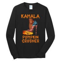 Kamala Pumpkin Crusher Funny Election Halloween Tall Long Sleeve T-Shirt