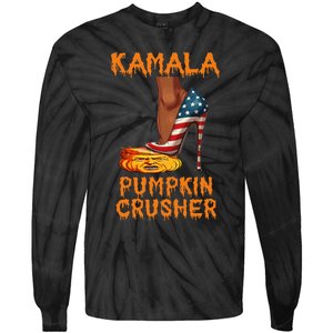 Kamala Pumpkin Crusher Funny Election Halloween Tie-Dye Long Sleeve Shirt