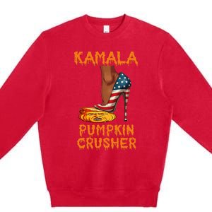 Kamala Pumpkin Crusher Funny Election Halloween Premium Crewneck Sweatshirt