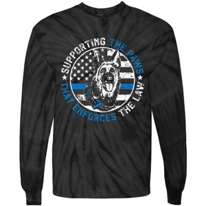 K9 Police Dog Funny Supporting The Paws K9 Police Officer Tie-Dye Long Sleeve Shirt