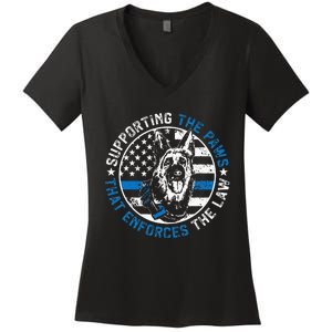 K9 Police Dog Funny Supporting The Paws K9 Police Officer Women's V-Neck T-Shirt