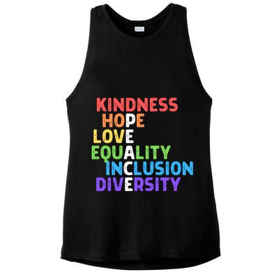 Kindness Peace Equality Inclusion Diversity Human Rights Funny Gift Ladies PosiCharge Tri-Blend Wicking Tank