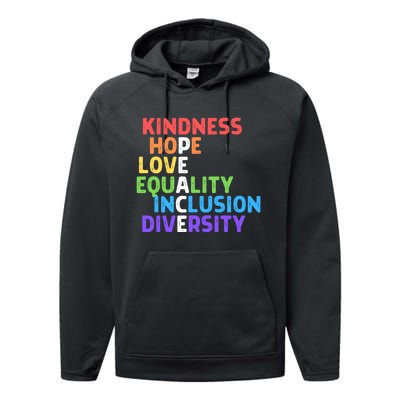 Kindness Peace Equality Inclusion Diversity Human Rights Funny Gift Performance Fleece Hoodie