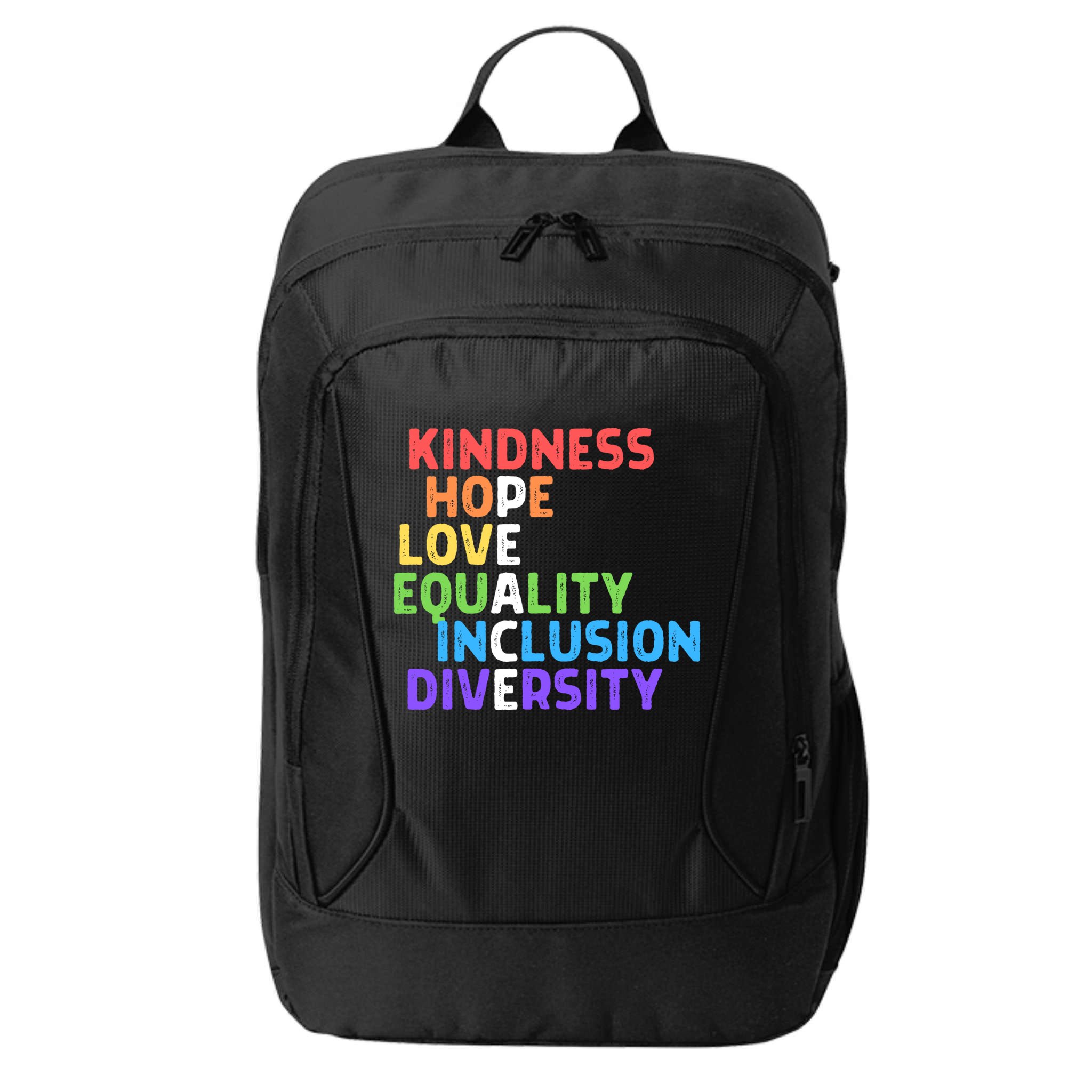 Kindness Peace Equality Inclusion Diversity Human Rights Funny Gift City Backpack