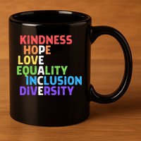 Kindness Peace Equality Inclusion Diversity Human Rights Funny Gift 11oz C Handle Ceramic Mug