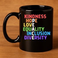 Kindness Peace Equality Inclusion Diversity Human Rights Funny Gift 11oz C Handle Ceramic Mug
