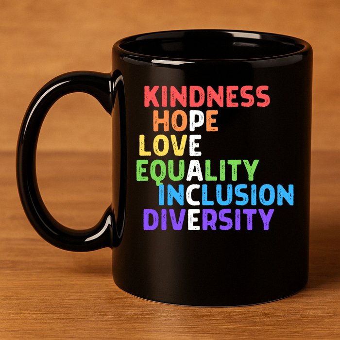 Kindness Peace Equality Inclusion Diversity Human Rights Funny Gift 11oz C Handle Ceramic Mug