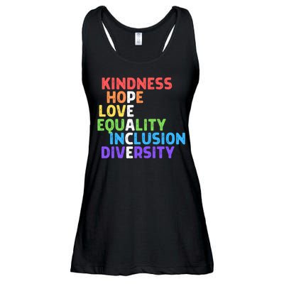 Kindness Peace Equality Inclusion Diversity Human Rights Funny Gift Ladies Essential Flowy Tank