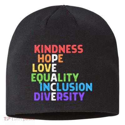 Kindness Peace Equality Inclusion Diversity Human Rights Funny Gift Sustainable Beanie