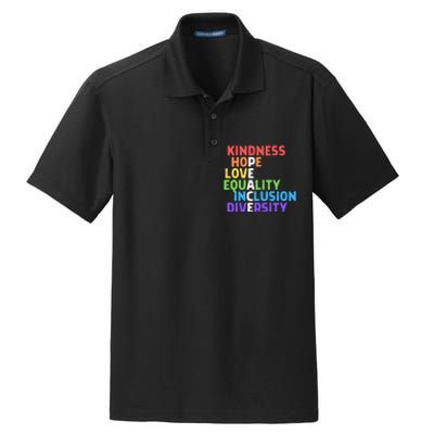 Kindness Peace Equality Inclusion Diversity Human Rights Funny Gift Dry Zone Grid Polo