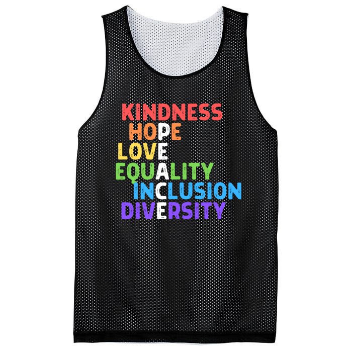 Kindness Peace Equality Inclusion Diversity Human Rights Funny Gift Mesh Reversible Basketball Jersey Tank