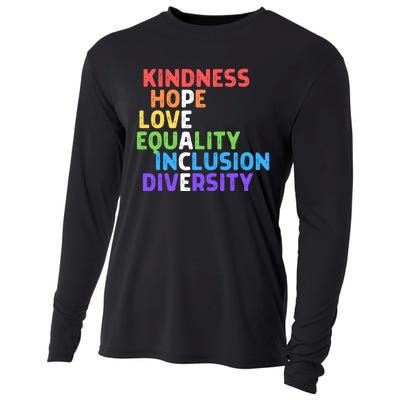 Kindness Peace Equality Inclusion Diversity Human Rights Funny Gift Cooling Performance Long Sleeve Crew