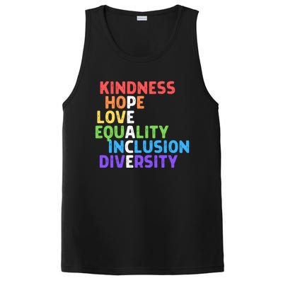 Kindness Peace Equality Inclusion Diversity Human Rights Funny Gift PosiCharge Competitor Tank