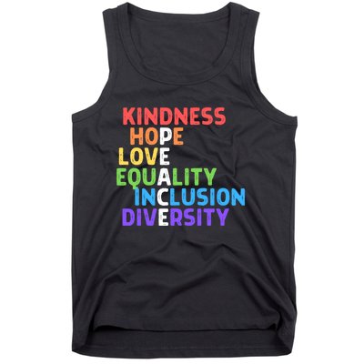 Kindness Peace Equality Inclusion Diversity Human Rights Funny Gift Tank Top