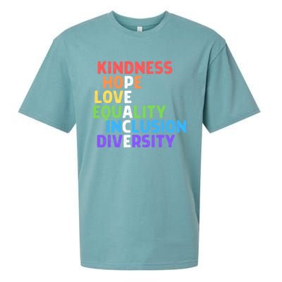 Kindness Peace Equality Inclusion Diversity Human Rights Funny Gift Sueded Cloud Jersey T-Shirt