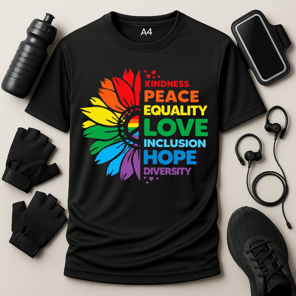 Kindness Peace Equality Love Inclusion Hope Diversity Flower Cooling Performance Crew T-Shirt