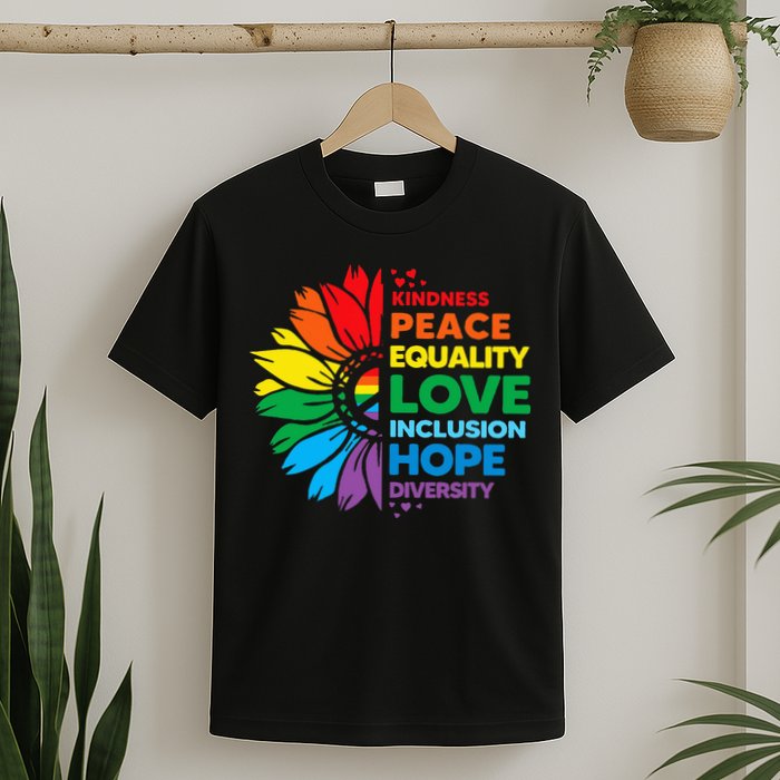 Kindness Peace Equality Love Inclusion Hope Diversity Flower T-Shirt