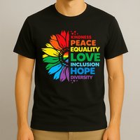 Kindness Peace Equality Love Inclusion Hope Diversity Flower T-Shirt
