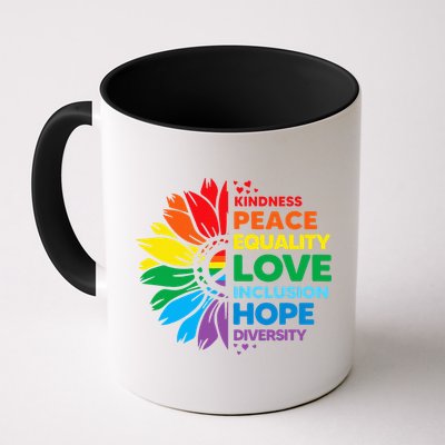 Kindness Peace Equality Love Inclusion Hope Diversity Flower Mug