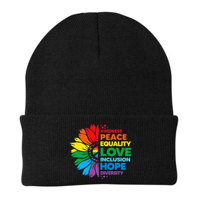 Kindness Peace Equality Love Inclusion Hope Diversity Flower Beanie