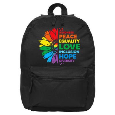 Kindness Peace Equality Love Inclusion Hope Diversity Flower 16 in Basic Backpack