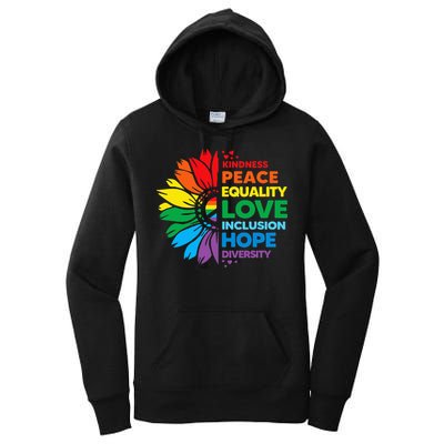 Kindness Peace Equality Love Inclusion Hope Diversity Flower Women's Pullover Hoodie