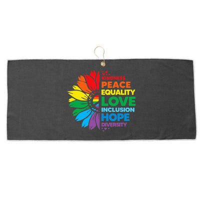 Kindness Peace Equality Love Inclusion Hope Diversity Flower Large Microfiber Waffle Golf Towel