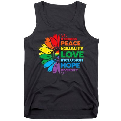 Kindness Peace Equality Love Inclusion Hope Diversity Flower Tank Top