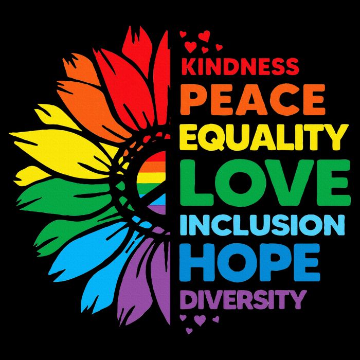 Kindness Peace Equality Love Inclusion Hope Diversity Flower Women's V-Neck T-Shirt