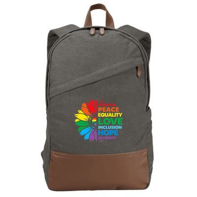 Kindness Peace Equality Love Inclusion Hope Diversity Flower Cotton Canvas Backpack