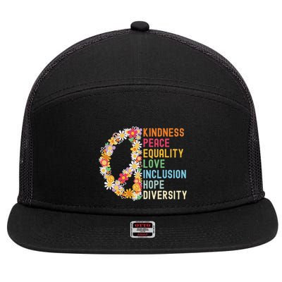 Kindness Peace Equality Love Hope Diversity 7 Panel Mesh Trucker Snapback Hat