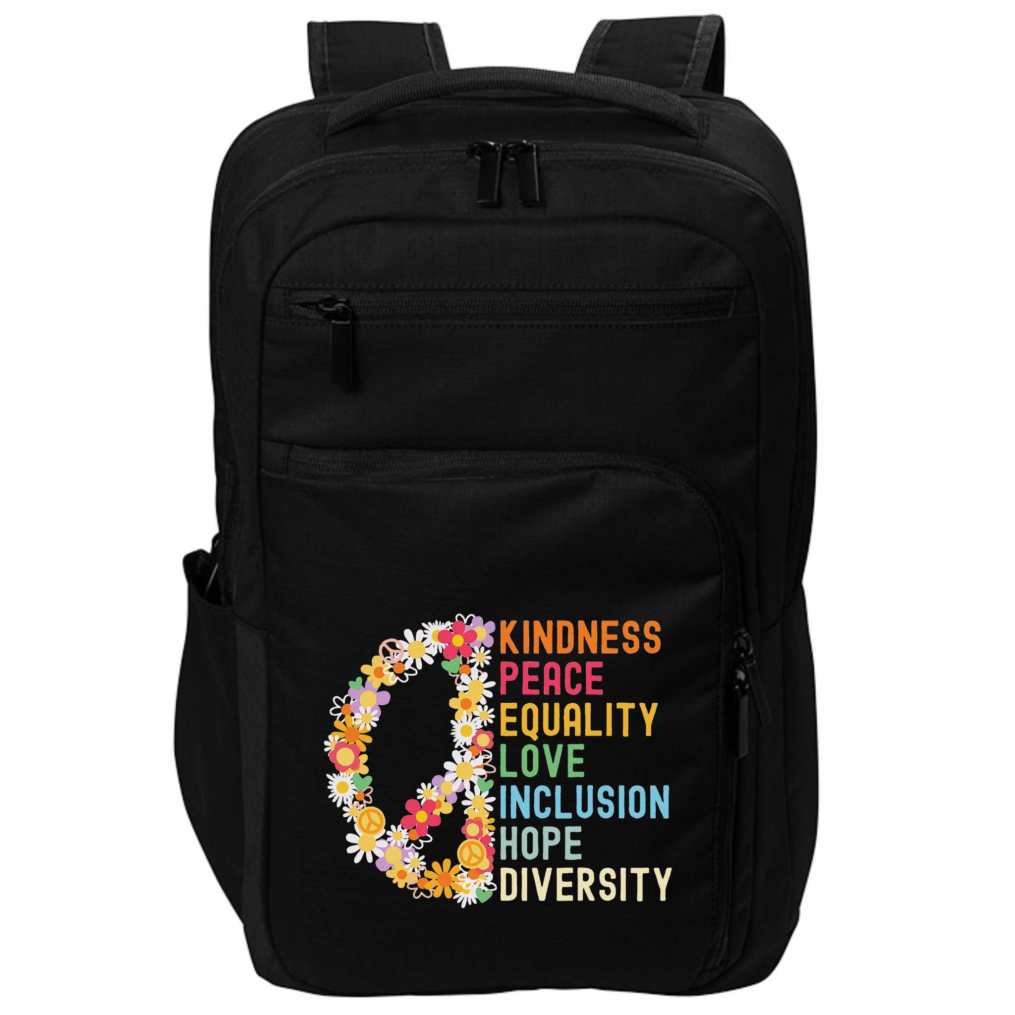 Kindness Peace Equality Love Hope Diversity Impact Tech Backpack