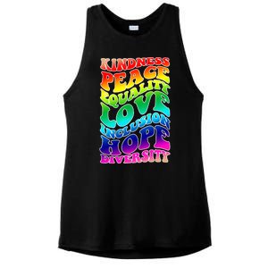 Kindness Peace Equality Love Inclusion Hope Diversity Ladies PosiCharge Tri-Blend Wicking Tank