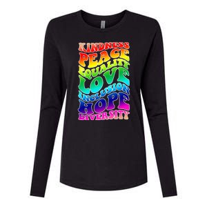 Kindness Peace Equality Love Inclusion Hope Diversity Womens Cotton Relaxed Long Sleeve T-Shirt