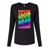 Kindness Peace Equality Love Inclusion Hope Diversity Womens Cotton Relaxed Long Sleeve T-Shirt