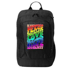 Kindness Peace Equality Love Inclusion Hope Diversity City Backpack