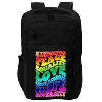 Kindness Peace Equality Love Inclusion Hope Diversity Impact Tech Backpack