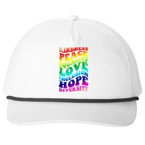 Kindness Peace Equality Love Inclusion Hope Diversity Snapback Five-Panel Rope Hat