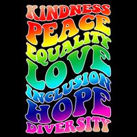 Kindness Peace Equality Love Inclusion Hope Diversity Drawstring Bag