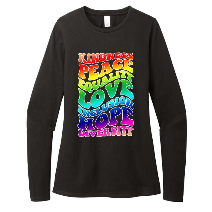 Kindness Peace Equality Love Inclusion Hope Diversity Womens CVC Long Sleeve Shirt